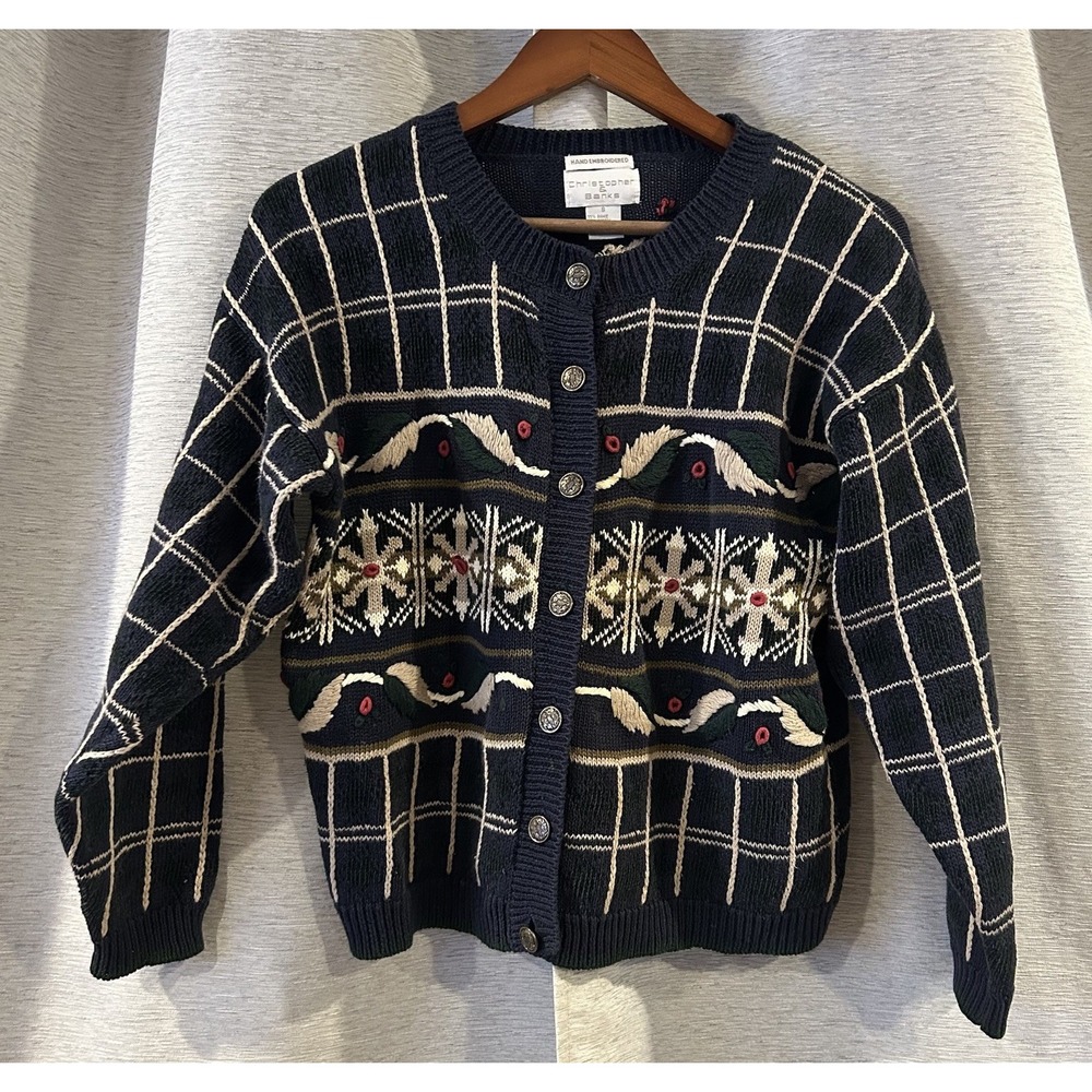christopher and banks Fall Hand Embroidered‎ Multicolor Women's Cardigan Size S